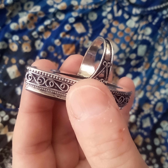 ❤ London Blue Topaz Tear Drop SS Huge Ring, size 8 - Picture 4 of 6